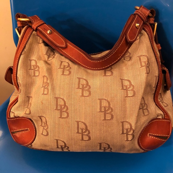 Dooney & Bourke Tote Purse Brown/Tan with tassels. - Picture 2 of 7